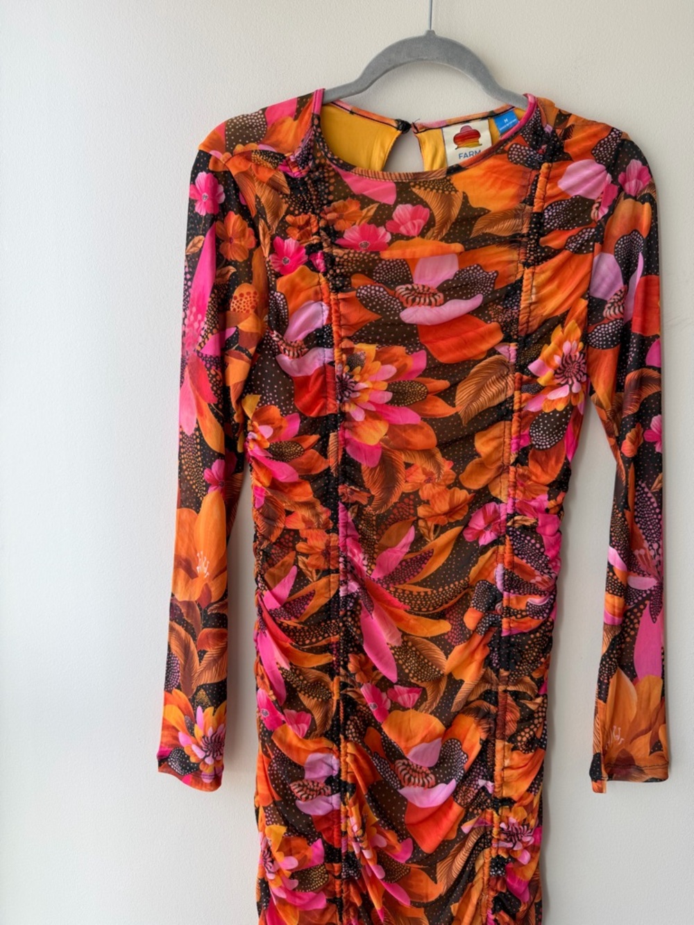 Farm Rio NWT Ruched Floral Midi Dress - Picture 5 of 7